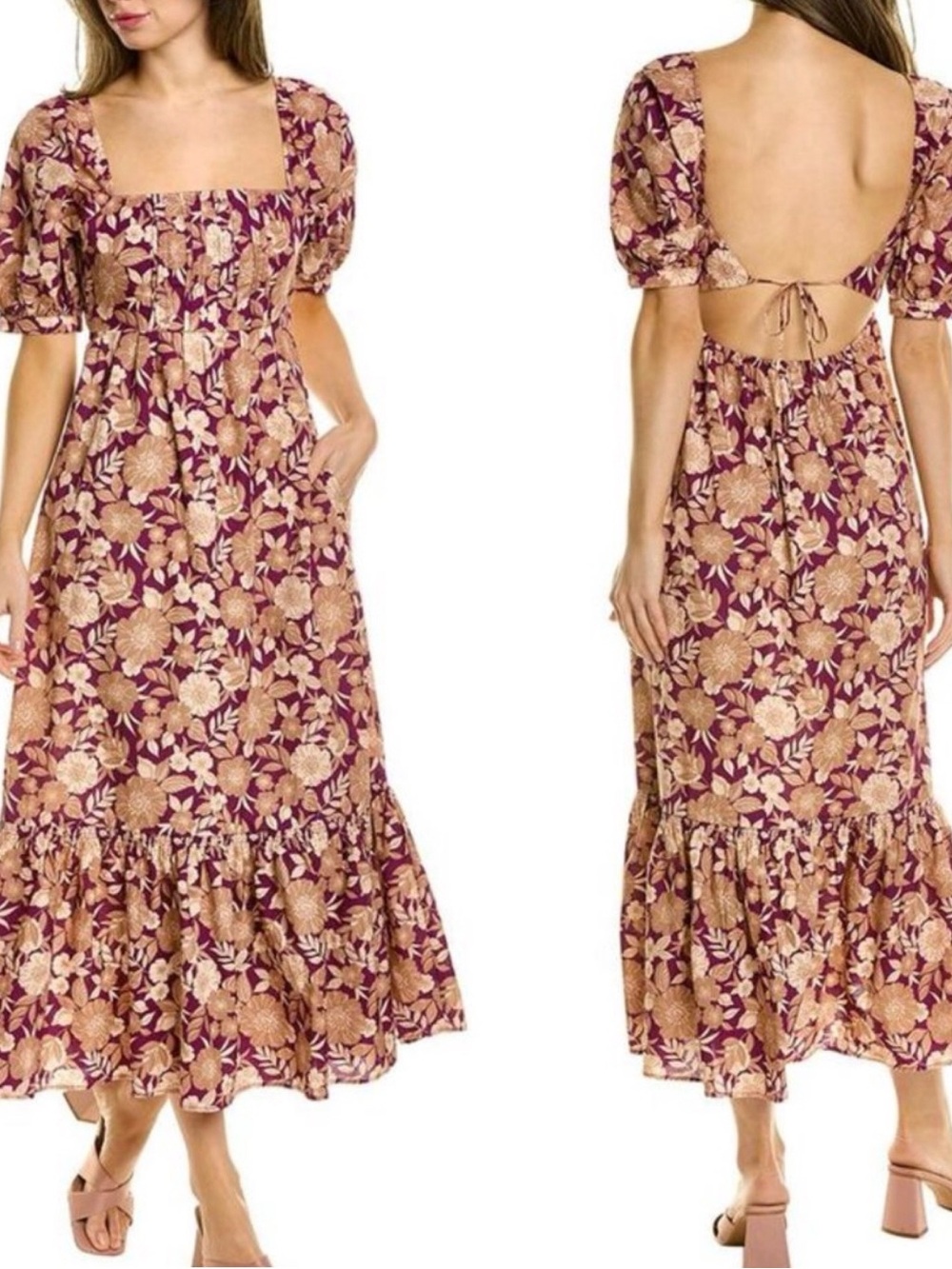 Favorite Daughter The Mirka Dress Anthropologie Size 8 Floral Purple Tan